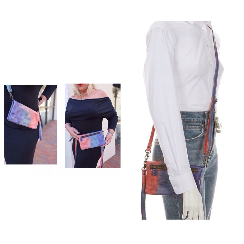 Bed Stu Ombre Leather Crossbody Clutch in Purple and Red - Picture 2 of 11